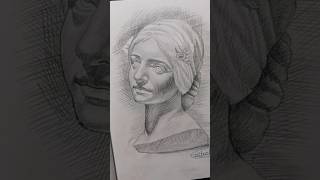 cross hatching technique portrait shorts youtubeshorts art [upl. by Knight]