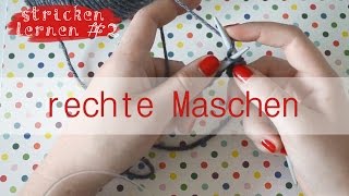 Stricken lernen für Anfänger 2 rechte Maschen stricken [upl. by Nalra333]