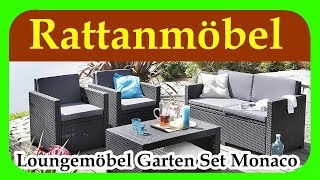 Loungemöbel Garten Set Monaco  guenstige Rattan Gartenmoebel für Terrasse Garten und Balkon [upl. by Reifel]