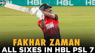 Fakhar Zaman All Huge Sixes in HBLPSL7  ML2L [upl. by Ylrebmyk]