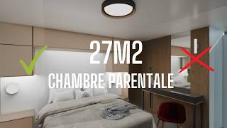 Comment aménager une chambre parentale avec salle de bain et dressing sur 27m2 [upl. by Lucias]