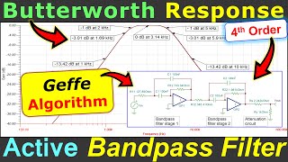 Butterworth Response Bandpass Filter Design ☀️ Geffes Algorithm ⭐ MultipleFeedback OpAmp Circuit [upl. by Yahsed]