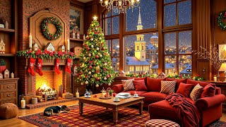 A Tranquil Snowy Setting with Smooth Christmas Jazz Melodies 🎄 Cozy Christmas Coffee Shop Ambience [upl. by Soloman771]