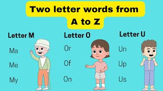 Two letter words from A to Z 2 letter words A to Z English 2 letters words English words for kids [upl. by Obadias]