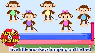 Five Little Monkeys  with lyrics  Rock N Learn Kids Song [upl. by Enelie]