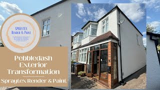 Transform Your Pebbledash Exterior Walls With Spraytex Painted Wall Coatings  New Malden Surrey [upl. by Yssep]