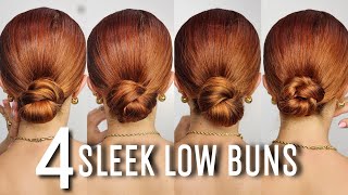 SLEEK LOW BUN TUTORIAL 🟠 4 EASY WAYS ‼️ [upl. by Geraldina]