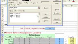 Using Excel Solver for the Transportation problem [upl. by Maccarone]