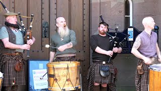 Thundering drums of Scottish band Clanadonia playing Ya Bassa on the steps of Scone Palace Scotland [upl. by Geraint944]