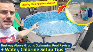 BUDGET POOL Install Bestway Steel Pro MAX Above Ground Swimming Pool Chlorine Water Treatment Tips [upl. by Carlos447]