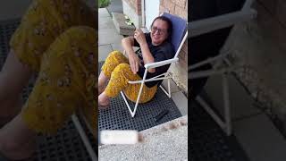 Woman Gets Stuck in Lawn Chair  15249861 [upl. by Mcafee]