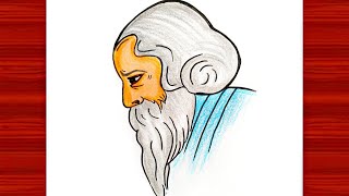 Rabindranath Tagore Face DrawingHow To Draw Rabindranath TagoreEasy Rabindra Jayanti Drawing [upl. by Cristen]