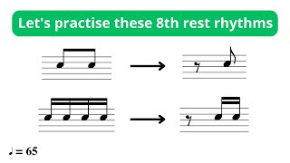 Lets practise 8th note rest rhythms 🎵 [upl. by Sihtam]