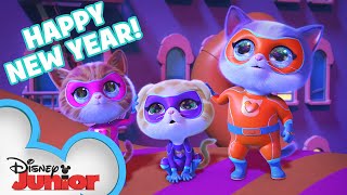 SuperKitties New Years Eve Celebration 🎉  2024 Yarn Ball Drop 🧶  disneyjr​ [upl. by Ijnek691]