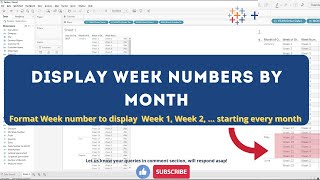 Tableau  Calculation to get week number by month  Display Week number starting Week 1 every month [upl. by Houlberg]