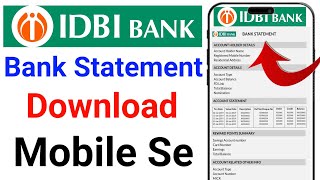 IDBI Bank statement download kaise kare  how to download statement on idbi bank  Idbi stetment [upl. by Sidwell]