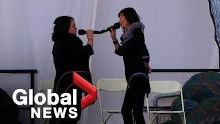 Inuit throat singers perform for Pope Francis during historic visit to Iqaluit [upl. by Nuahsyd]