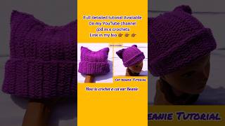 Preview of the crochet cat ear beanie tutorial crochettutorial crochetpatterns handmade [upl. by Reace]