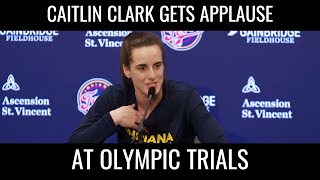 Olympic Crowd Gives Caitlin Clark Standing Ovation caitlinclark [upl. by Eitsrik]