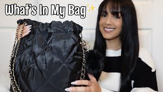 WHAT’S IN MY BAG  Black NylonQuilted Bag [upl. by Gristede]