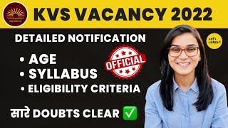 KVS Vacancy 2022  Official Syllabus Age Eligibility Criteria Exam Pattern for KVS PRT TGT PGT [upl. by Assadah89]