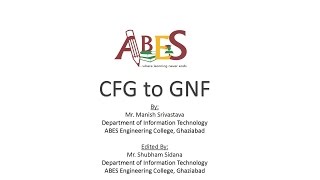 CFG to GNF by Mr Manish Srivastava econtent for AKTU Automata [upl. by Stuckey]