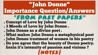 John Donne as a love and divine poet  Important QnA about John Donne from past papers ENG301 [upl. by Bartholemy808]