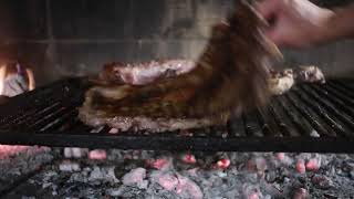 Argentinian Asado  barbecue  beef grilling by Max with some help from Pablo [upl. by Rumney]