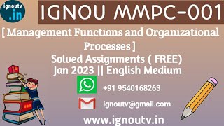 IGNOU MMPC01 Solved Assignment Jan 2023 FREE  IGNOU MBA  IGNOU TV  IGNOU [upl. by Aibat356]