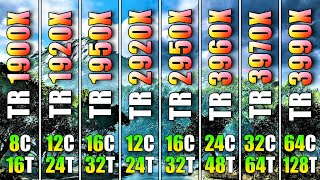 Ryzen ThreadRipper 1900X vs 1920X vs 1950X vs 2920X vs 2950X vs 3960X vs 3970X vs 3990X  RTX 3080 [upl. by Ahseei]