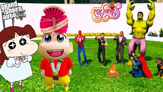 Shinchan Got Married in GTA 5  Franklin amp Avengers Celebrating Shinchan Wedding  GTA 5 AVENGERS [upl. by Unders]