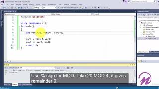 How to apply and use MOD operator in c using visual studio [upl. by Rhodia]