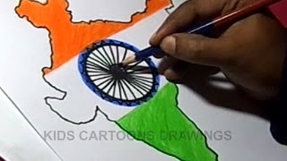 How to Draw INDIAN FLAG Detailed Color Drawing Step by Step [upl. by Nogas876]