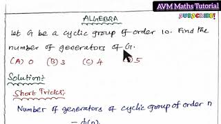 Algebra  Number of generators of cyclic group of n  Short Tricks  tnset2024  pgtrb  polytrb [upl. by Cottrell]