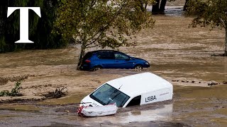 Deadly flash floods kill at least 13 in Spain [upl. by Elorak817]