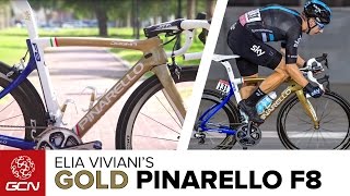 Elia Vivianis Custom Gold Pinarello Dogma F8 [upl. by Nnuahs687]