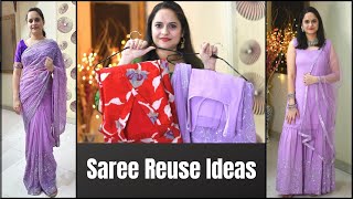 REUSE OLD SAREE TO MAKE PARTY WEAR DRESSES  Ideas to convert Old Saree into ETHNIC and WESTERN Wear [upl. by Brigit]