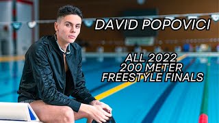 David Popovici  All 2022 200 Freestyle Finals [upl. by Ettesus552]