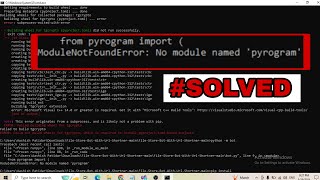 ModuleNotFoundError No module named pyrogram [upl. by Redliw117]