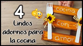 4 LINDOS ADORNOS PARA LA COCINA  Manualidades con reciclaje  Crafts to decorate the kitchen [upl. by Brick]