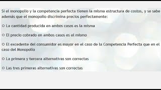 MICROECONOMÍA  Pregunta sobre la competencia perfecta y monopolio discriminador de precios [upl. by Dowlen]