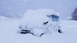 Heavy SnowCamping alone in a small car Car was completely covered with snow [upl. by Terrell869]