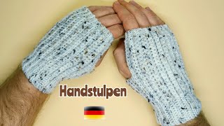 Einfache Handschuhe häkeln Handstulpen Pulswärmer [upl. by Bigler]