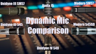 Dynamic Mic Comparison  Audix i5 SM57 Unidyne SM57 545SD Unidyne III amp IV [upl. by Wyne]