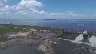 Sky2 Drone shows you the damage and repairs of the Lake Livingston Dam and Spillway [upl. by Lief785]