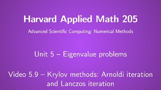 Harvard AM205 video 59  Krylov methods Arnoldi iteration and Lanczos interation [upl. by Terryl579]