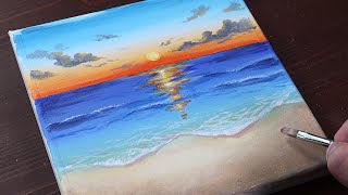 Sunrise  Easy acrylic painting for beginners  PaintingTutorial  Painting ASMR [upl. by Eimorej767]