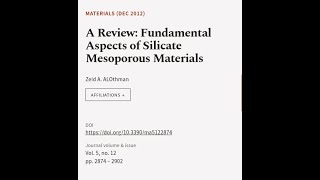 A Review Fundamental Aspects of Silicate Mesoporous Materials  RTCLTV [upl. by Irotal556]