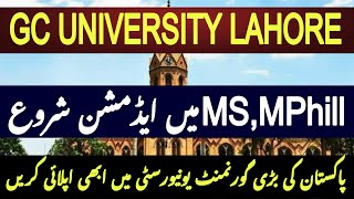 MSMPhil Admission 2024  GCU  Government College University Lahore [upl. by Lanctot]