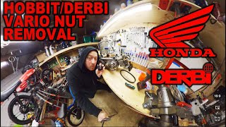 Variator nut SECRET tool Removing a Honda Hobbit or Derbi Variator Nut [upl. by Troy572]